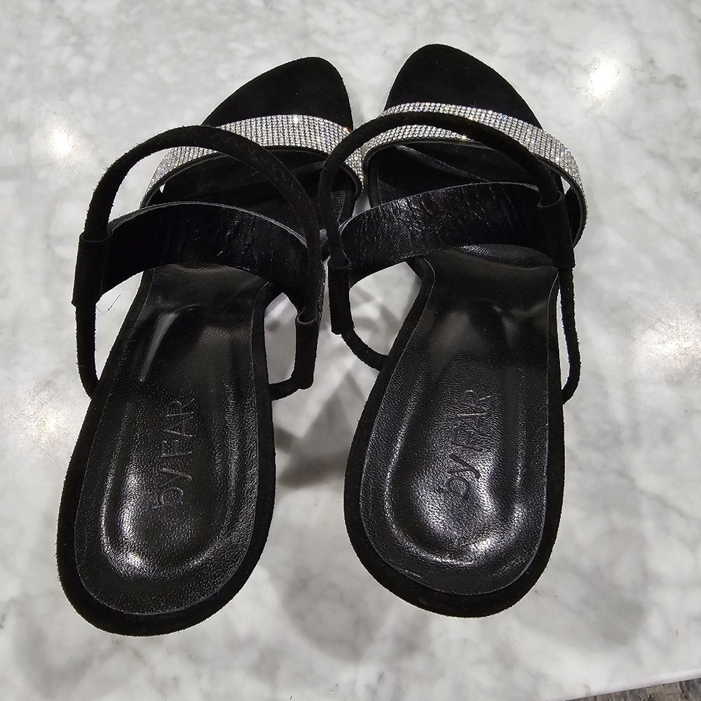 NIB BY FAR Black Suede and Crystal Strappy Slingback Heels EU‎ 40 - Picture 8 of 9